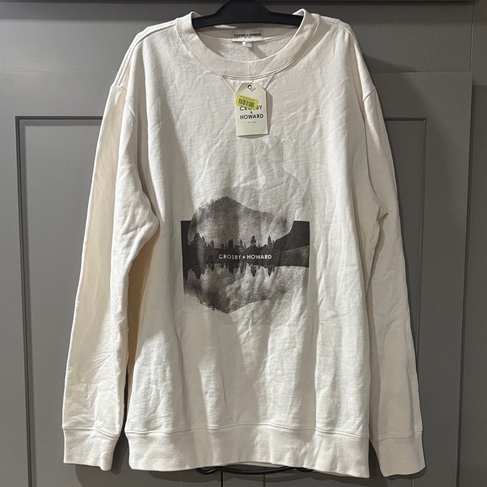 Crosby + Howard Graphic Cream Crewneck Sweater